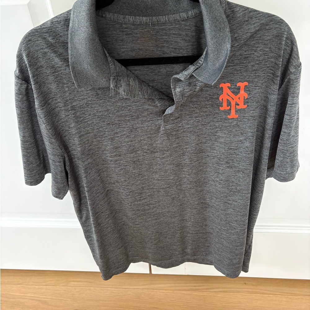 Gray Mets men’s Polo Shirt with Orange Logo